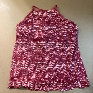 Prana Patterned High Neck Racerback Athletic Tank Top